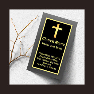 Kirchenpastor Elegant Einfach Schwarz Gold Visitenkarte