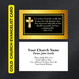 Kirchenpastor Gold KJV Johannes316 Evangelistenkar Visitenkarte