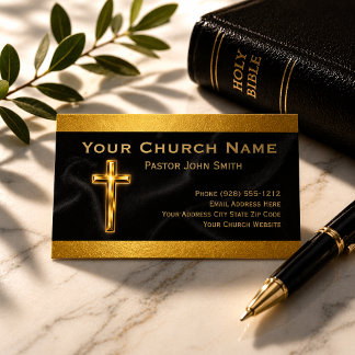 Kirchenpastor Gold Kreuz Schwarz Samt Geschäftskar Visitenkarte