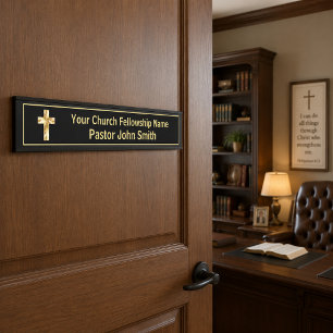 Kirchenpastor Klasse Schwarz & Gold  Türschild
