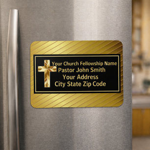 Kirchenpastor Klassisches Gold und Schwarz Magnet