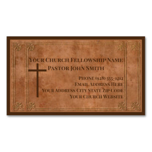 Kirchenpfarrer Leather Gestempelt Elegantes Christ Magnetische Visitenkarte