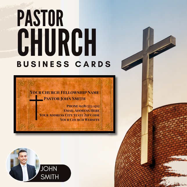 Kirchenpfarrer Leather Gestempelt Elegantes Christ Magnetische Visitenkarte (Church Pastor Business Cards Faux Leather)
