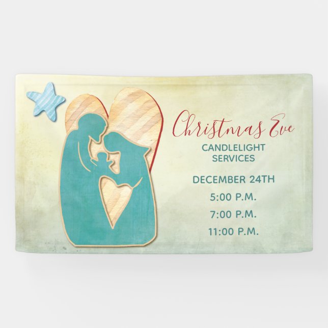Kirchenweihnacht Moderner Candlelight Service Banner (Horizontal)