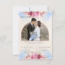 Kirchliche Hochzeitsantwortkarte Blush Rose