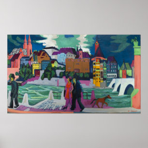 Kirchner - Blick auf Basel und den Rhein Poster