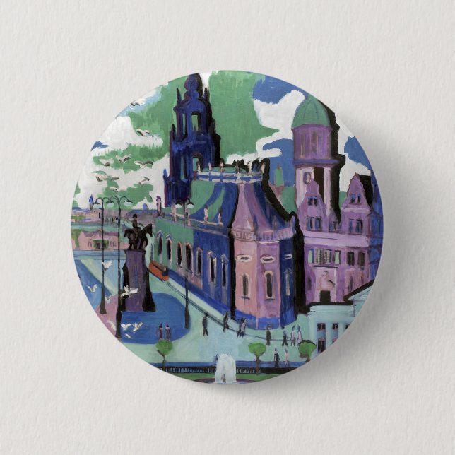 Kirchner Blick auf den Dresdner Schlossplatz Feine Button (Vorderseite)