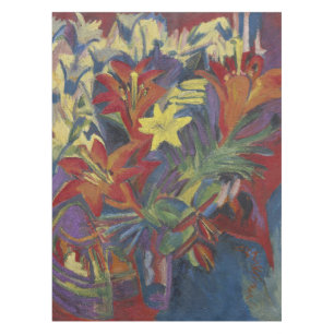 Kirchner Expressionist Lebendige Orangefarbene Lil Tischdecke