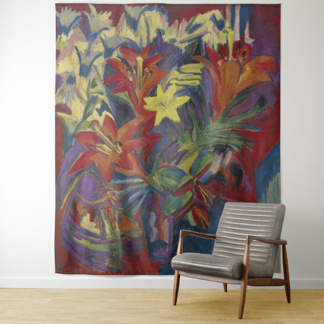 Kirchner Expressionistische Lebendige Orangefarben Wandteppich (Beispiel)