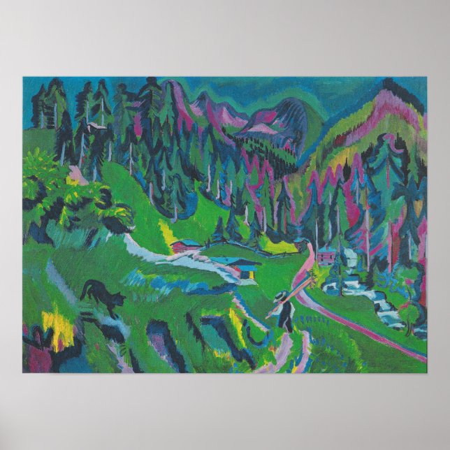 Kirchner - Landschaft Sertigtal Poster (Vorne)