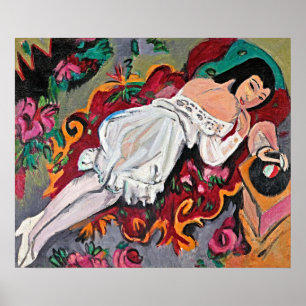 Kirchner Mädchen in weißem Hemd Kunstposter Poster