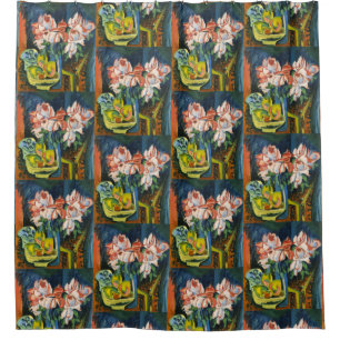 Kirchner Rosa Rosen Expressionistische Blumenkunst Duschvorhang