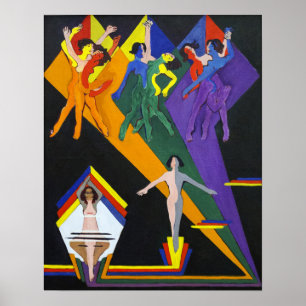 Kirchner - tanzende Mädchen in roten Farbtönen Poster
