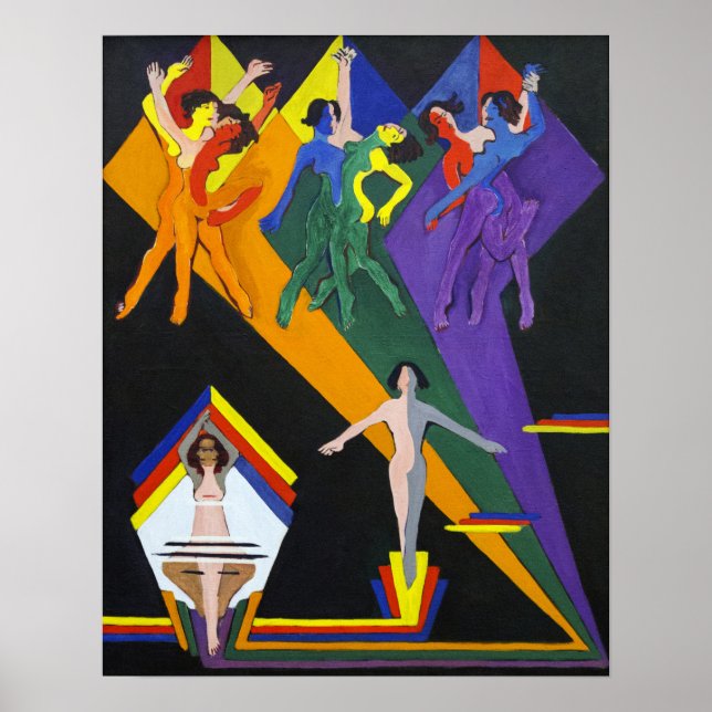 Kirchner - tanzende Mädchen in roten Farbtönen Poster (Vorne)