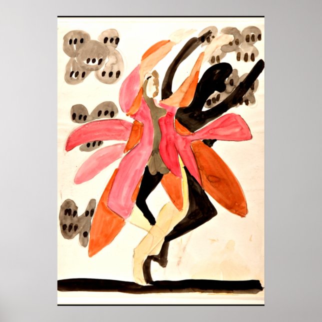 Kirchner - Tänzer, buntes Gemälde Poster (Vorne)