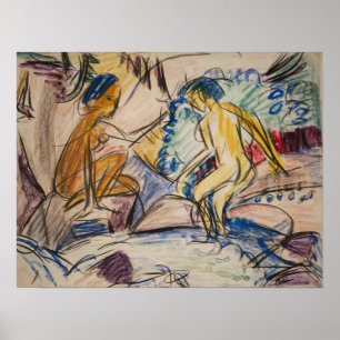 Kirchner - zwei Bäder in einem Bergbach Poster