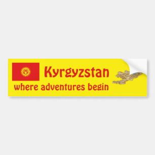 Kirgisistan-Flagge + Karte Aufkleber Autoaufkleber