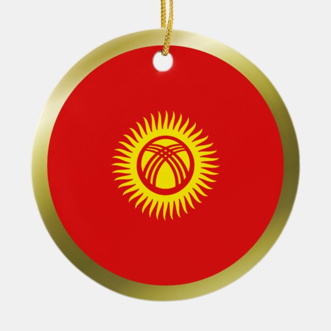 Kirgisistan-Flaggen-Verzierung Keramikornament (Vorne)