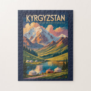 Kirgisistan Jurte Illustration Reise Kunst Vintage