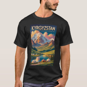 Kirgisistan Jurte Illustration Reise Kunst Vintage T-Shirt
