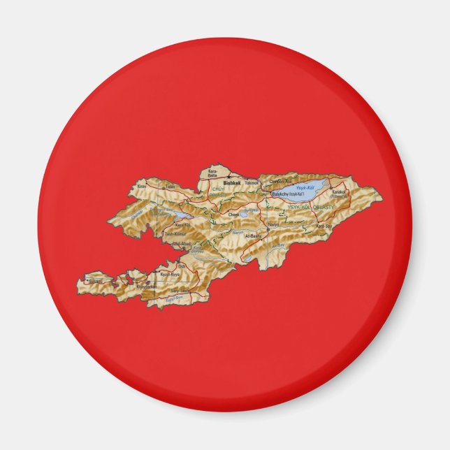 Kirgisistan Karte Magnet (Vorne)