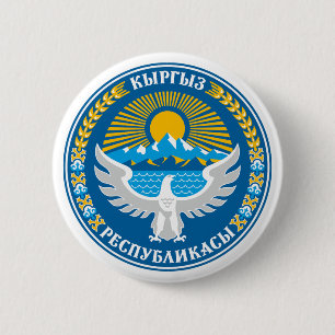 Kirgisistan Landeswappen Symbol Emblem Flagge Button