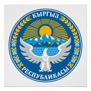 Kirgisistan Landeswappen Symbol Emblem Flagge Poster