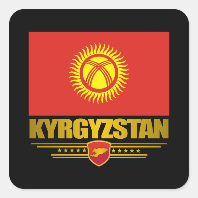 Kirgisistan Pride Quadratischer Aufkleber (Vorderseite)