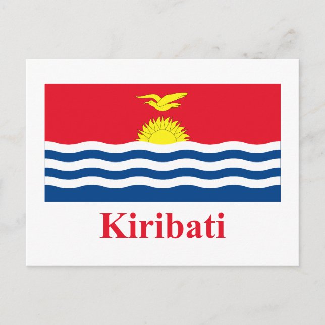 Kiribati-Flagge mit Namen Postkarte (Vorderseite)