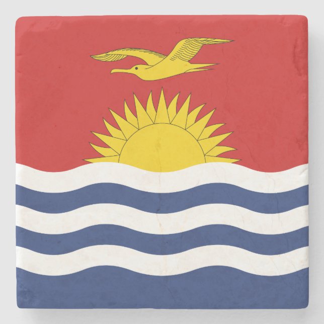 Kiribati-Flagge Steinuntersetzer (Vorderseite)