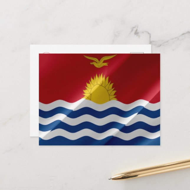 Kiribati - Waving Flag - Postkarte (Vorderseite/Rückseite Beispiel)
