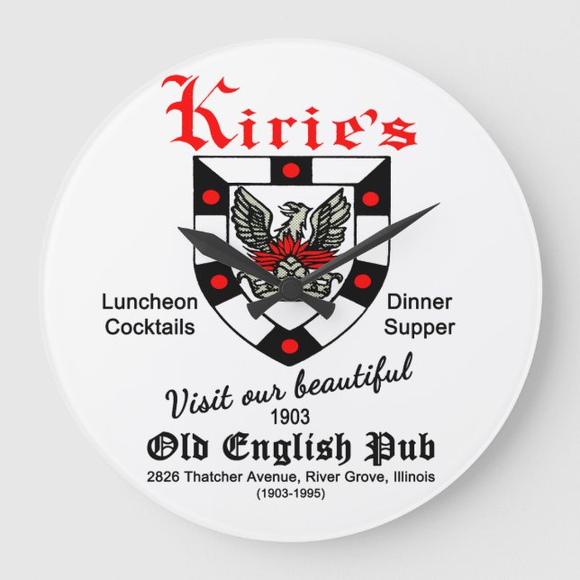 Kirie's Restaurant, River Grove, IL Große Wanduhr (Vorderseite)