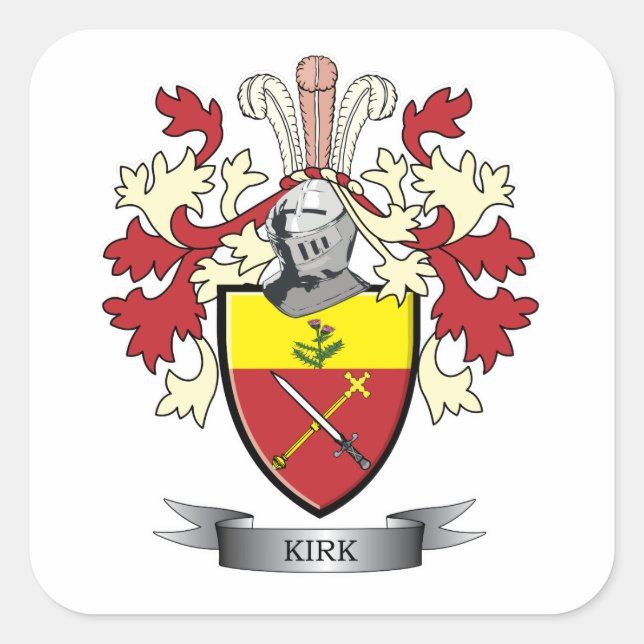 Kirk-Familienwappen-Wappen Quadratischer Aufkleber (Vorderseite)