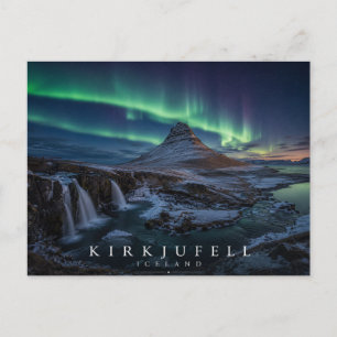Kirkjufell Berg & Wasserfälle Island Aurora Postkarte