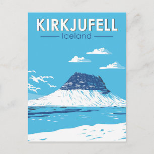 Kirkjufell Island Reise Kunst Vintage Postkarte