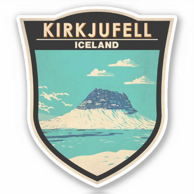 Kirkjufell Island Reisen Vintag Aufkleber (Vorderseite)