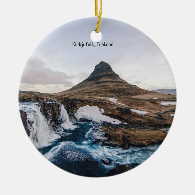 Kirkjufell, Kirchenberg, Island, Keramik Ornament (Vorne)