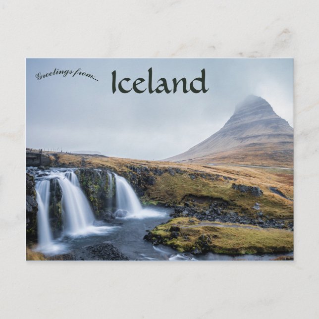 Kirkjufell Mountain and Falls Island Postkarte (Vorderseite)