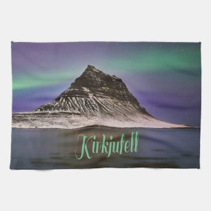 Kirkjufell Mountain in Island Nordlichter Geschirrtuch