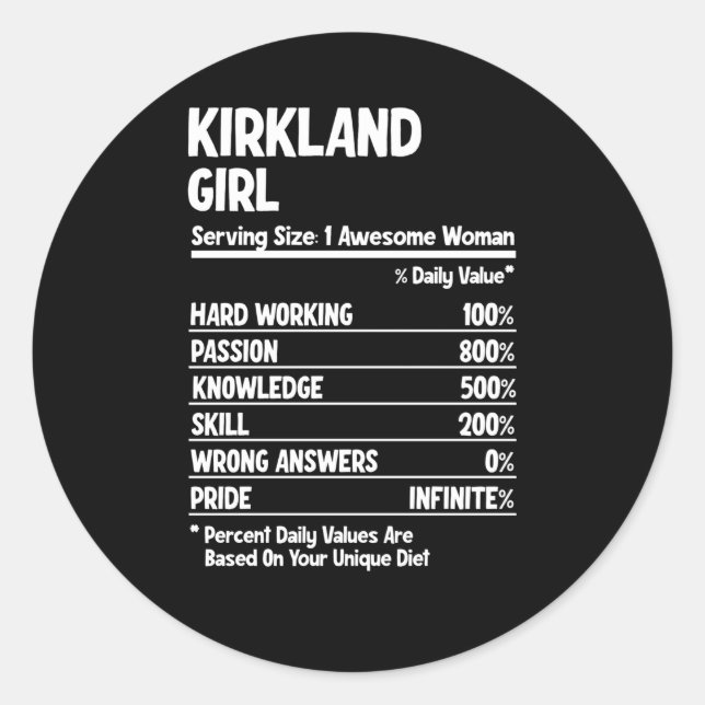 Kirkland Runder Aufkleber (Vorderseite)
