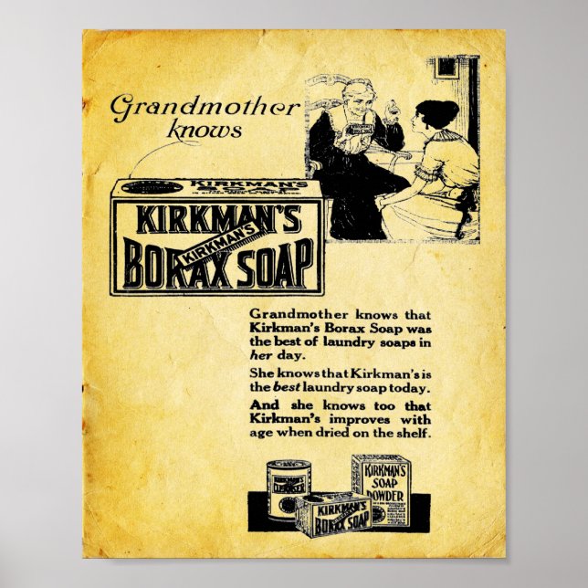 Kirkmans Borax Soap - Vintage Waschseife Printwerb Poster (Vorne)