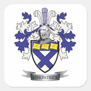 Kirkpatrick Familienwappen-Wappen Quadratischer Aufkleber