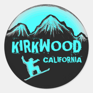 Kirkwood California turquoise snowboard stickers