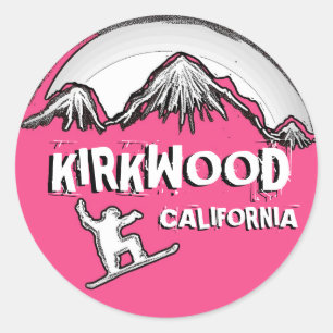 Kirkwood Kalifornien rosa Snowboarderaufkleber Runder Aufkleber