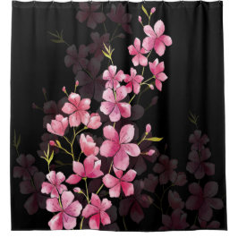 Kirry Blossom Reflections zu Schwarz Duschvorhang