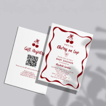 Kirsch-Baby-Shower 2-seitiges QR-Code-Registry Swe