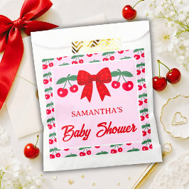 Kirsch-Baby-Shower Rot kariert Bogen Geschenktütchen