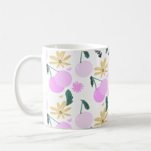 Kirsch-Blütengrün Gelb Rosa Muster Kaffeetasse