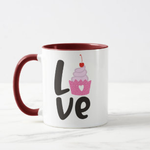 Kirsch-Cupcake-Valentinsbecher - Süßes Kaffeegesch Tasse