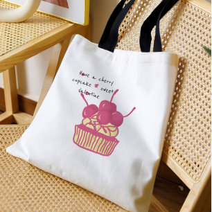 Kirsch-Cupcake-Valentinstag – Handgezeichnetes Des Tasche